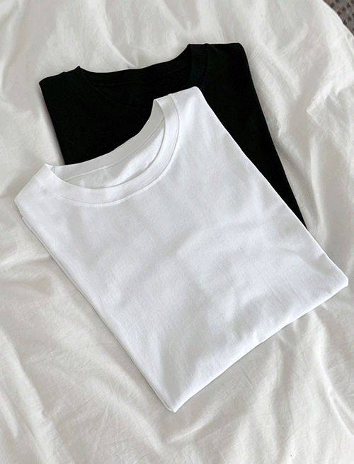 (남녀공용/박스핏)30수 베이직 레이어드 트임 티셔츠